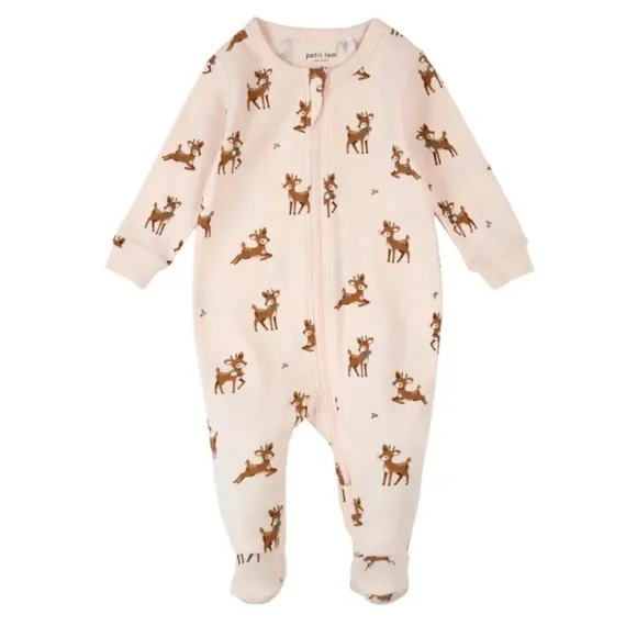 NWT Petit Lem Reindeer Footed Sleeper, Girls Newborn - Picture 1 of 1